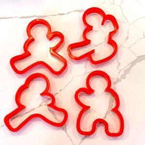 Red NINJA KARATE COOKIE Cutters Set of 4 Holiday Baking Martial Arts